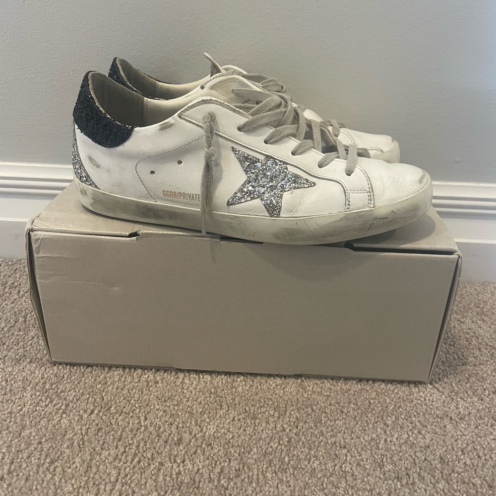 Golden Goose White Sneakers with Silver Star